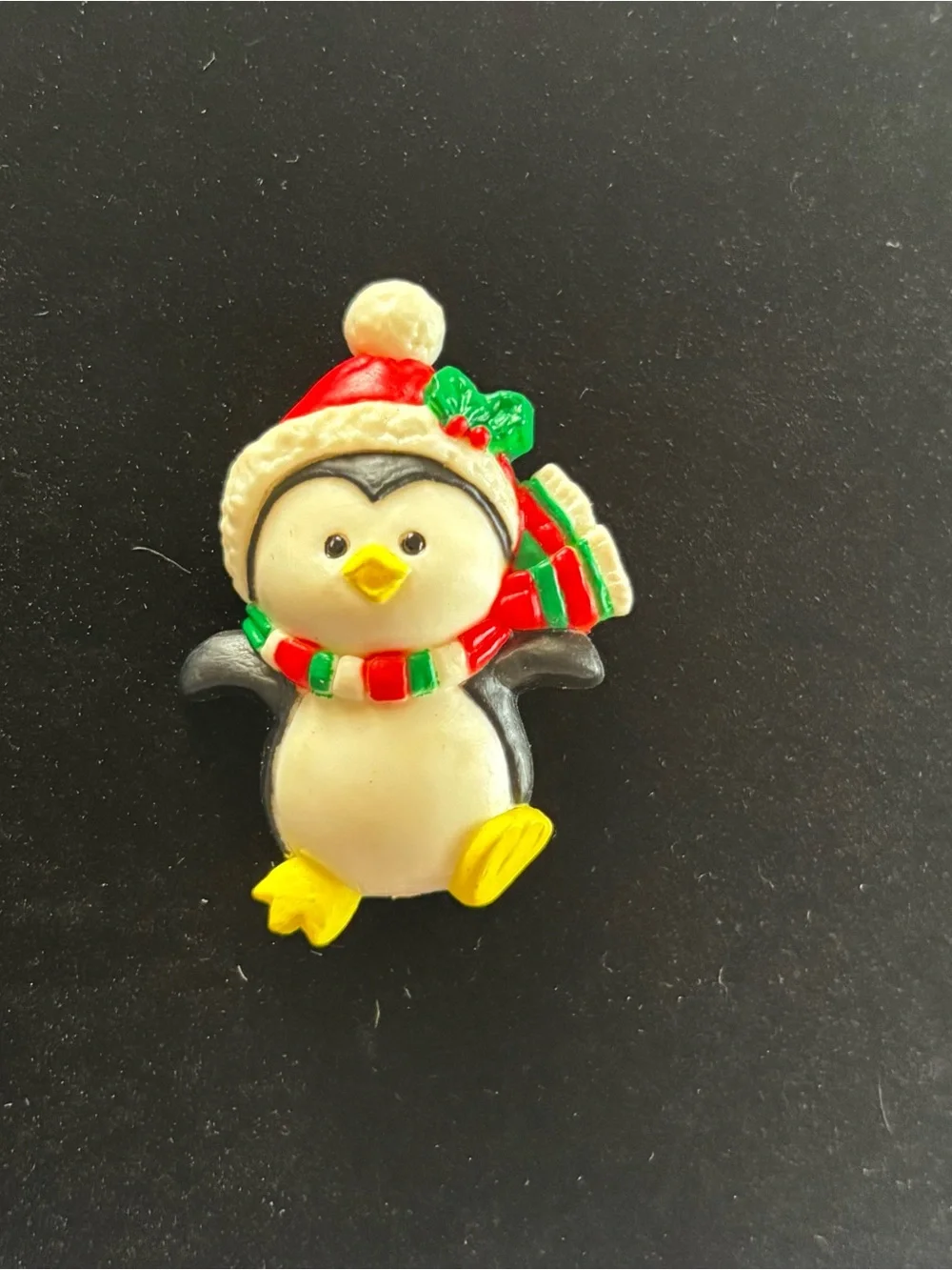 Vintage Russ Holiday Christmas Penguin Santa Hat and Green Scarf